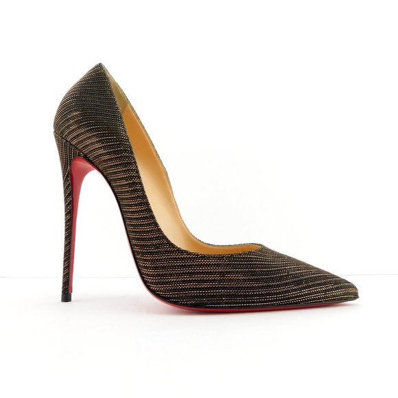 CHRISTIAN LOUBOUTIN Black & Gold Shimmer Pumps 39 - Picture 3 of 10